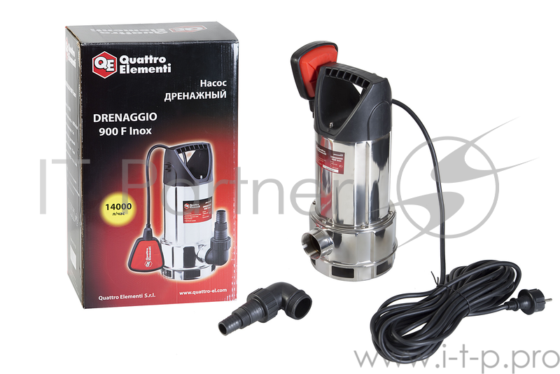 Насос дренажный QUATTRO ELEMENTI DRENAGGIO 900 F Inox 770-735 900Вт 14000л/ч выс.9м част.35мм