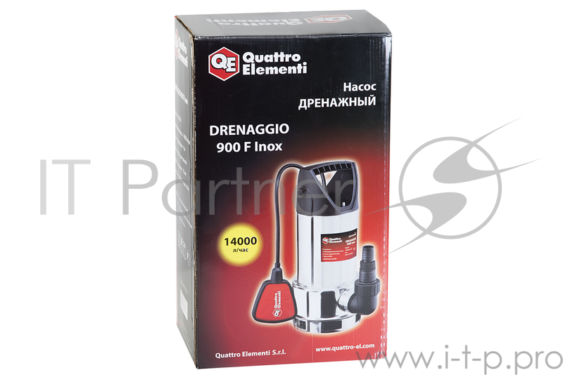 Насос дренажный QUATTRO ELEMENTI DRENAGGIO 900 F Inox 770-735 900Вт 14000л/ч выс.9м част.35мм
