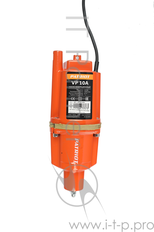 Насос PATRIOT VP 24А погр. вибр. нижний забор 300Вт 18л/мин H60м D96мм термозащита