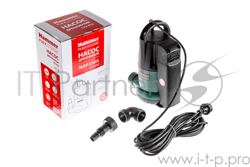 Насос дренажный Hammer Flex NAP250A 250Вт, 6000л/ч, высота 6м, глубина 7м