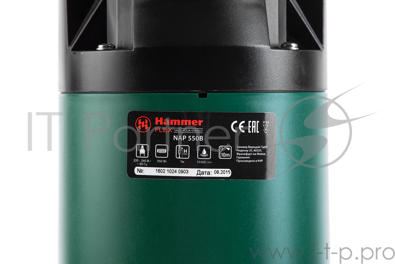 Насос дренажный Hammer Flex NAP550B 550Вт 10000л/ч высота 7м частицы до 35мм