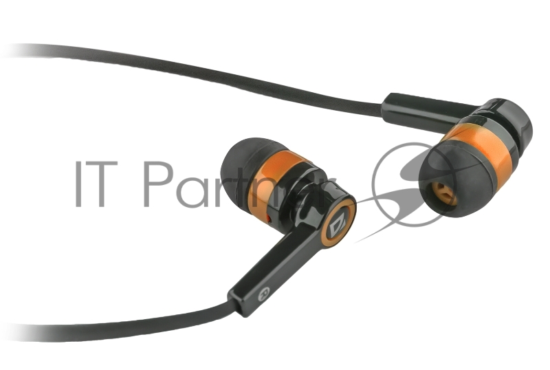 Наушники Defender Pulse 420 черный + оранжевый, вставки 63420