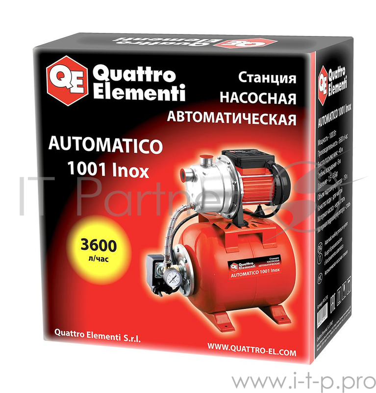 Насосная станция QUATTRO ELEMENTI Automatico 1001 Inox 910-218 1000 Вт 3600л/ч д/чистой воды 40м