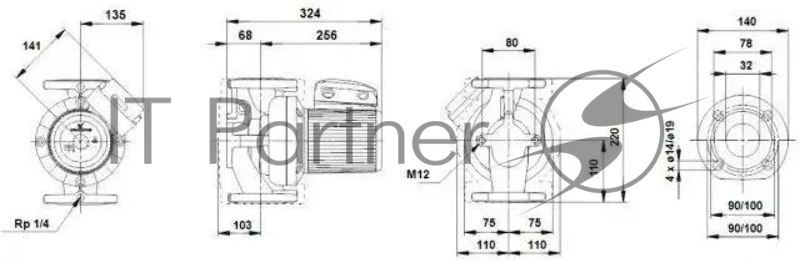 Насос циркуляционный GRUNDFOS UPS 32-120 F 320-380Вт высота 11м 10бар (96401837)