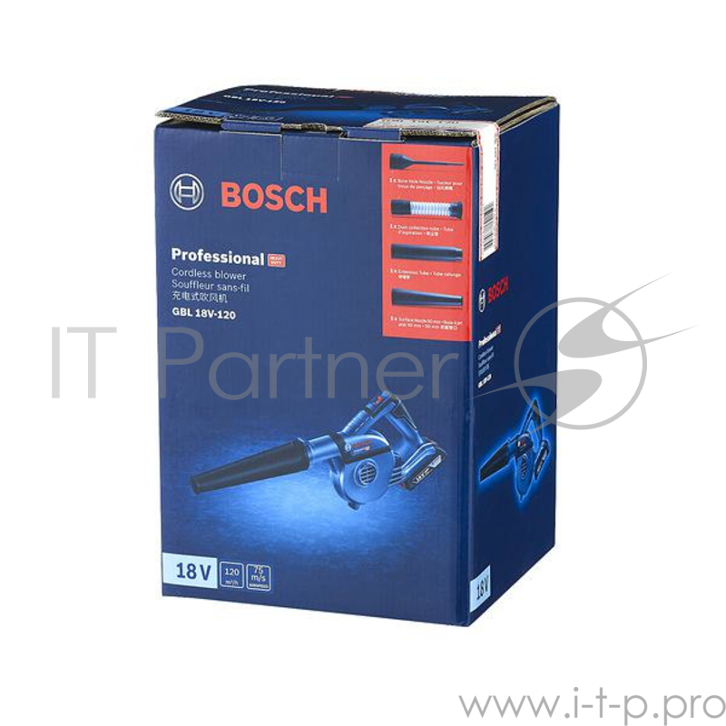 Воздуходувка BOSCH GBL 18V-120 (0.601.9F5.100) 18в 17000об/мин 75м/с 120м3/ч