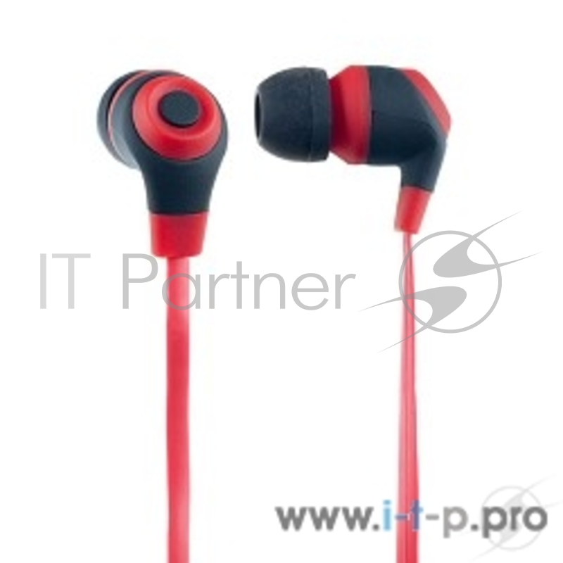 Наушники Perfeo наушники внутриканальные с прорезиненным покрытием RUBBER красные с черным PF-RUB-RED/BLK