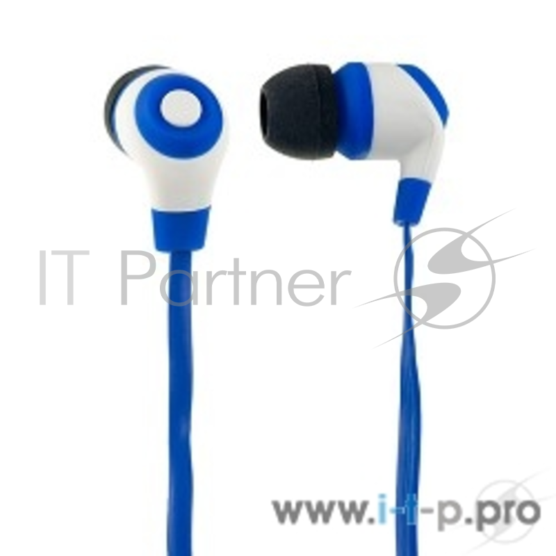 Наушники Perfeo наушники внутриканальные с прорезиненным покрытием RUBBER синие с белым PF-RUB-BLU/WHT