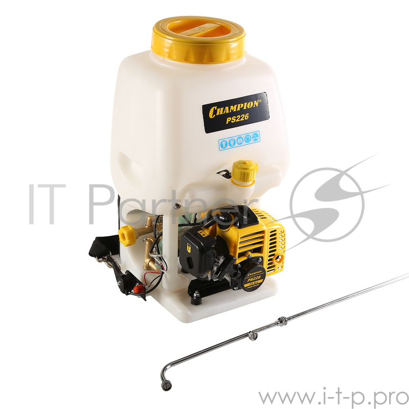 Садовый опрыскиватель CHAMPION PS226 Мощность 0,75/1 кВт/л.с., объем двигателя 25,4 см3, вес 10кг, объем топливного бака 1л, объем бака для раствора 15л, Макс. обороты 9500 обор./мин., расход жидкости при давлении 2MПa 5,1 л/мин., максимальное давлен