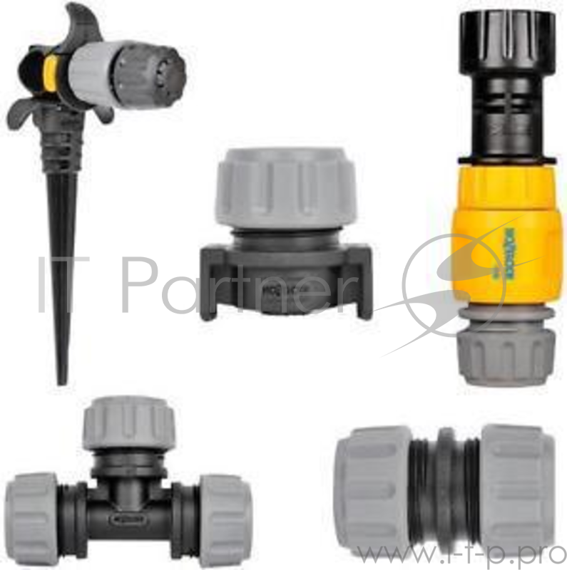 Комплект HOZELOCK 7023 21 предмет: шланг,редуктор,разбрызгиватели, зажимы, заглушки, муфта, тройник