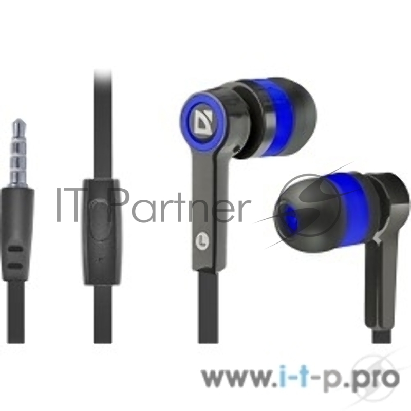 Наушники Defender Pulse 420 черный + синий, вставки 63423