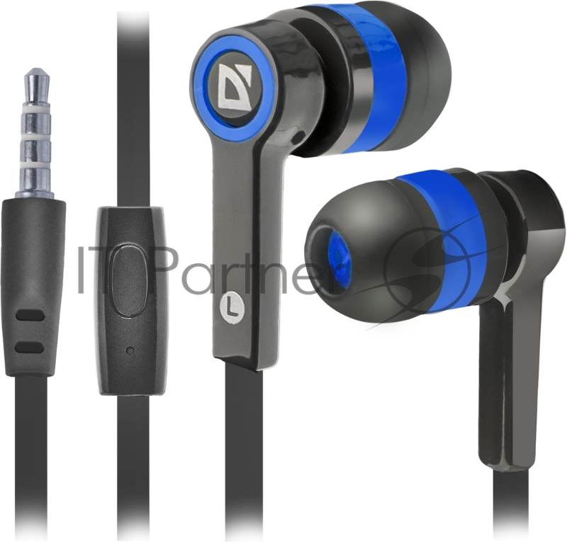 Наушники Defender Pulse 420 черный + синий, вставки 63423