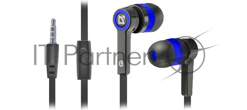 Наушники Defender Pulse 420 черный + синий, вставки 63423