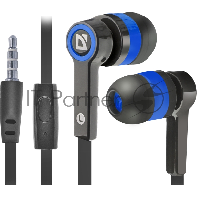 Наушники Defender Pulse 420 черный + синий, вставки 63423