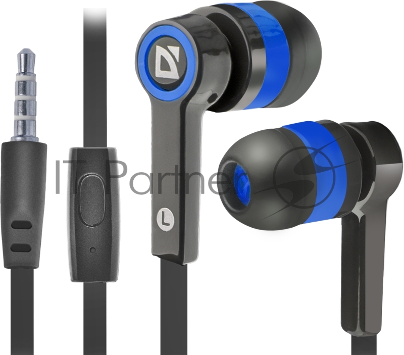 Наушники Defender Pulse 420 черный + синий, вставки 63423