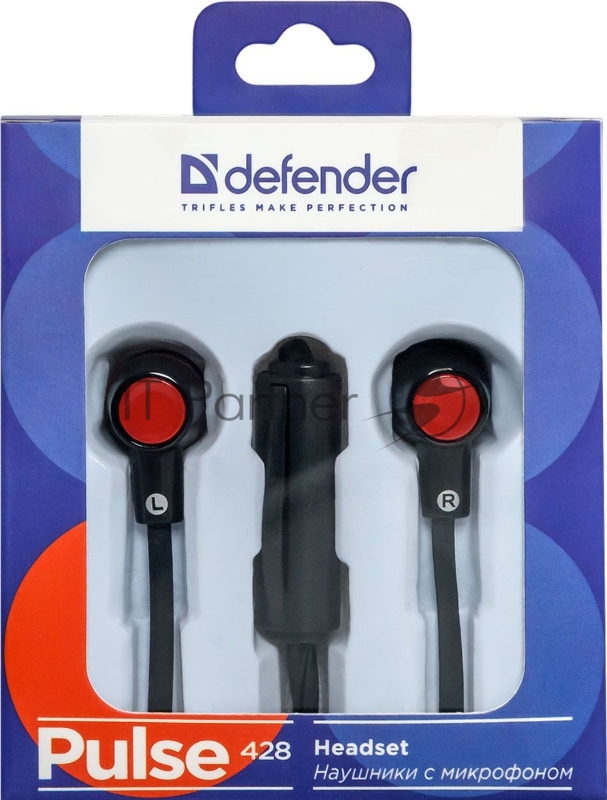 Наушники Defender Pulse 428 черный, вставки 63428