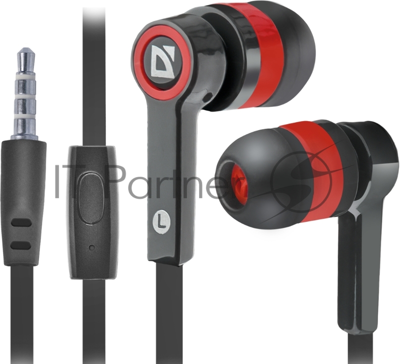 Наушники Defender Pulse 420 черный + красный, вставки 63424