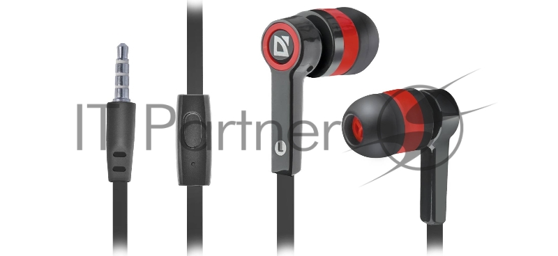 Наушники Defender Pulse 420 черный + красный, вставки 63424