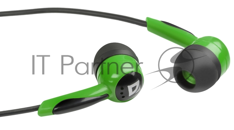 Наушники Defender Наушники вставки Basic 604 черный + зеленый 63607