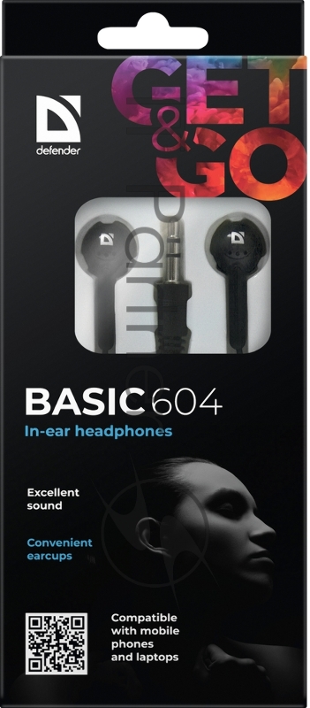 Наушники Defender Наушники вставки Basic 604 черный 63604