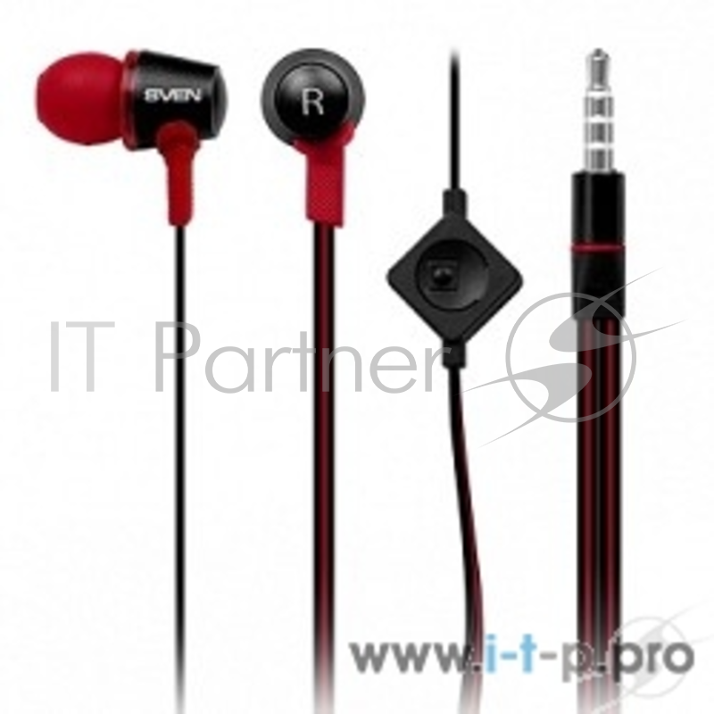 Наушники SVEN SEB-190M черный-красные Наушники вкладыши с микрофоном