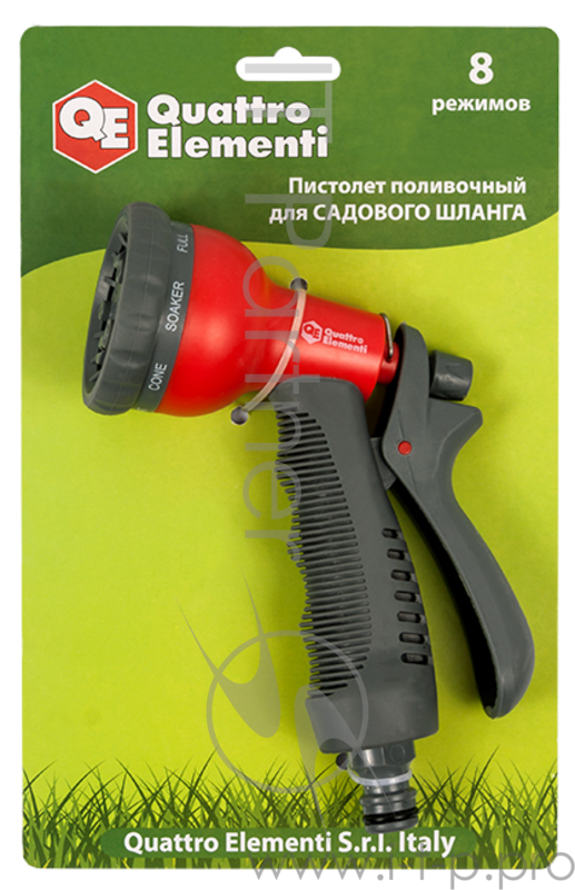 Пистолет QUATTRO ELEMENTI 646-133 поливочный 8-ми режимный мягкий пластик