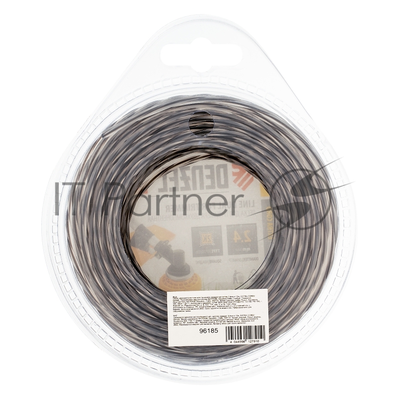 Леска для триммеров DENZEL 96185 двухкомпонентная квадратная витая 2.4ммх15м extra cord