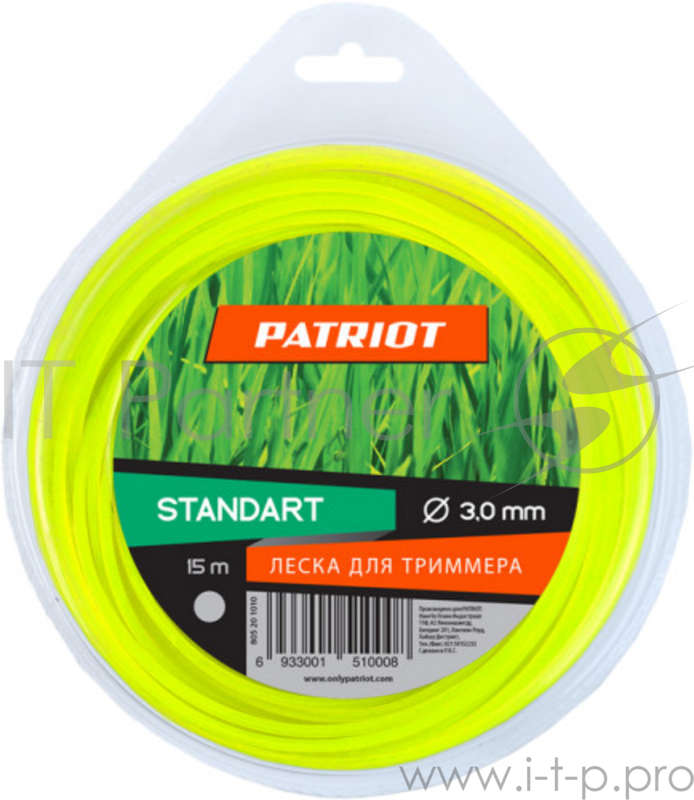 Леска для триммеров PATRIOT Roundline D 3,0мм L 15м круглая, желтая 300-15-1