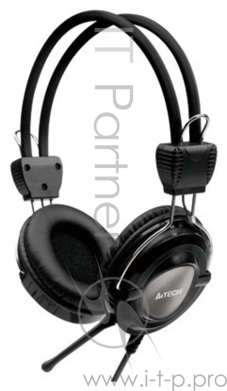 Наушники A4Tech HS-19-1, Grey/черный {Гарнитура стерео, мониторного типа, динамик 40мм 20-20000Гц 32 Ом 102дБ, микрофон фикс 50дБ, амбешуры съемные, кабель 2m 3.5 jack 3pin}
