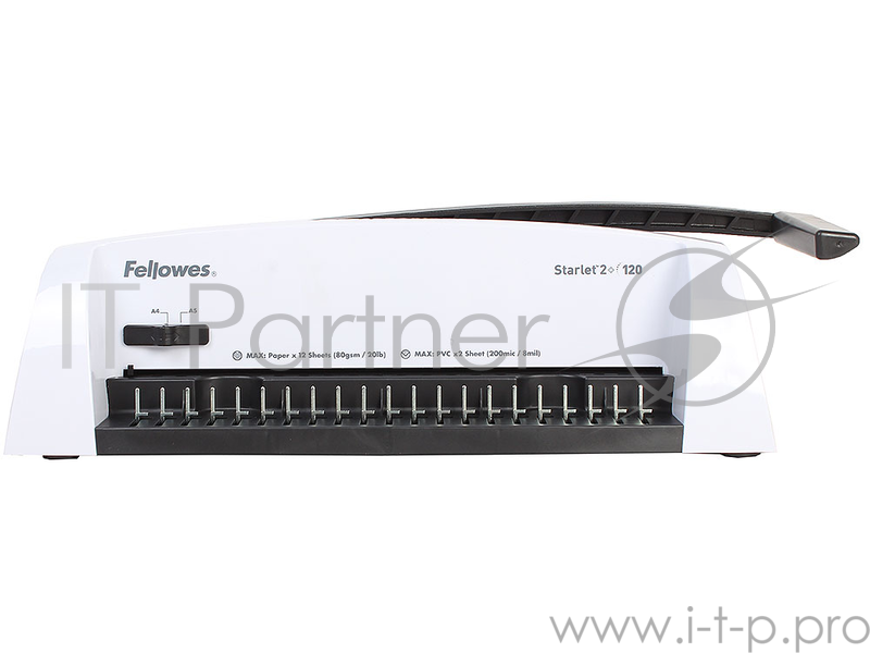 Переплетчик Fellowes Starlet, ручная перфорация 5 листов, переплет 90 листов, селектор формата, вертикальная перфорация, измеритель диаметра пру