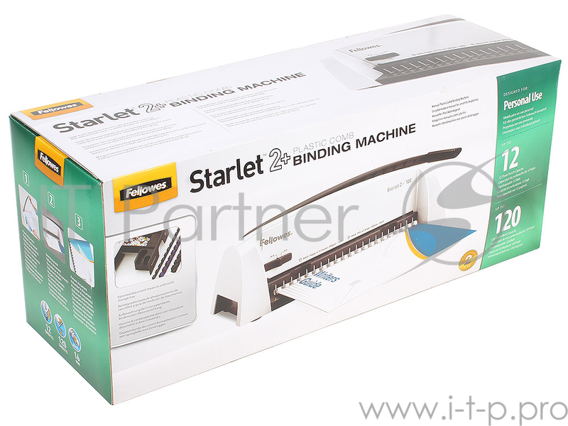 Переплетчик Fellowes Starlet, ручная перфорация 5 листов, переплет 90 листов, селектор формата, вертикальная перфорация, измеритель диаметра пру