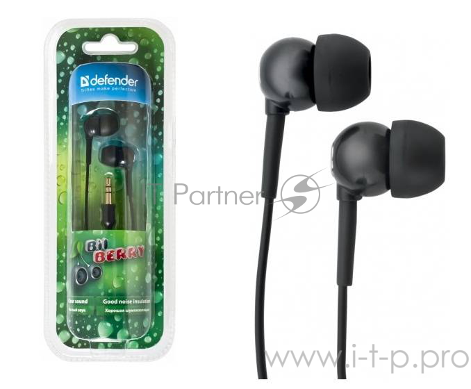 Наушники Defender стерео BilBerry вкладыши,черные 63245