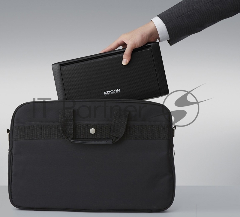 Принтер Epson WorkForce WF-100W, 4-цветный струйный, портативный, A4, 14 (11 цв) стр/мин, 5760x1440 dpi, подача: 20 лист., USB, Wi-Fi, работа от аккумулятора