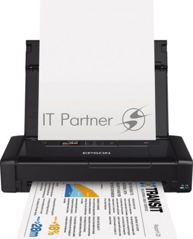 Принтер Epson WorkForce WF-100W, 4-цветный струйный, портативный, A4, 14 (11 цв) стр/мин, 5760x1440 dpi, подача: 20 лист., USB, Wi-Fi, работа от аккумулятора