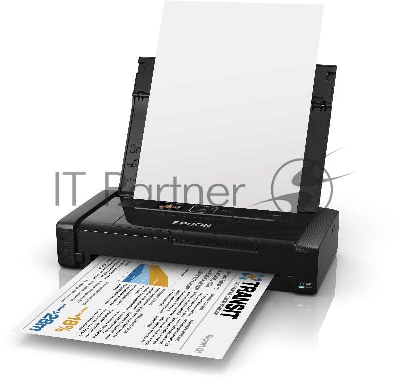 Принтер Epson WorkForce WF-100W, 4-цветный струйный, портативный, A4, 14 (11 цв) стр/мин, 5760x1440 dpi, подача: 20 лист., USB, Wi-Fi, работа от аккумулятора