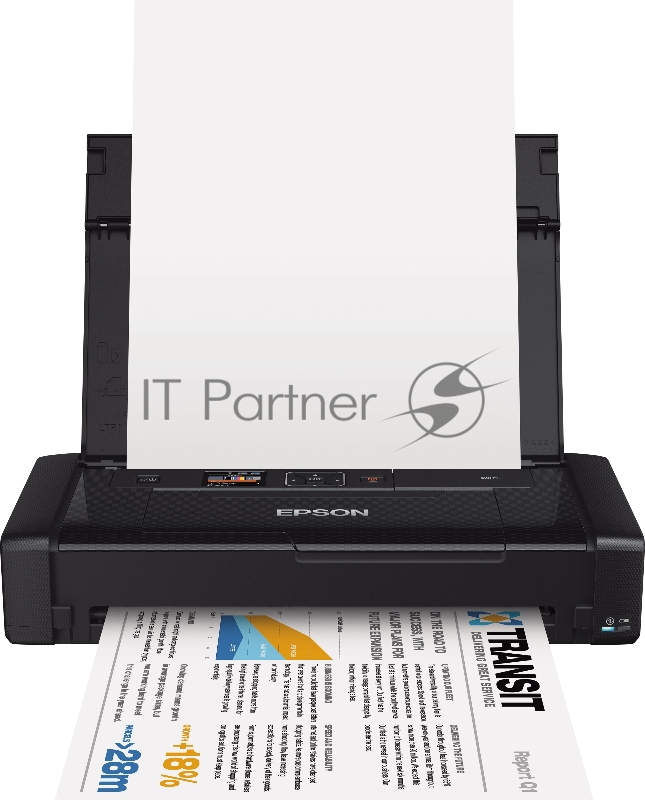 Принтер Epson WorkForce WF-100W, 4-цветный струйный, портативный, A4, 14 (11 цв) стр/мин, 5760x1440 dpi, подача: 20 лист., USB, Wi-Fi, работа от аккумулятора