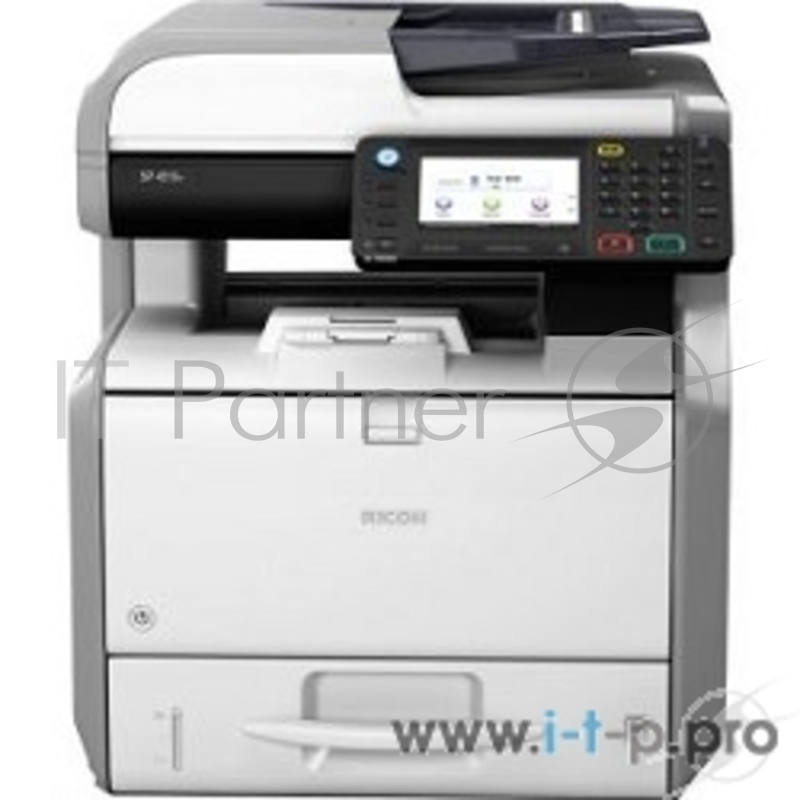 МФУ Ricoh SP 4510SF светодиодный принтер/сканер/копир/факс, A4, 40 стр/мин, 1200x1200 dpi, 1024 Мб, дуплекс, реверсивный ADF, подача: 600 лист., вывод: 250 лист., Post Script, Ethernet, USB, картридер, цветной ЖК-дисплей. (Старт.к-ж 6000 отп.)
