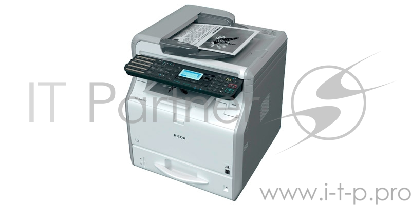МФУ Ricoh SP 3600SF светодиодный принтер/сканер/копир/факс, A4, 30 стр/мин, 1200x1200 dpi, 512 Мб, дуплекс, ADF, подача: 350 лист., вывод: 125 лист., Post Script, RJ-45, USB, ЖК-панель. (старт.к-ж 1500 отп.)
