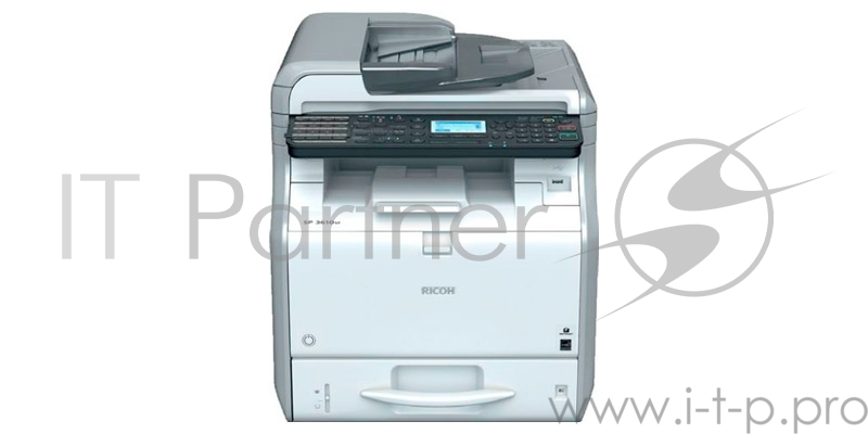 МФУ Ricoh SP 3600SF светодиодный принтер/сканер/копир/факс, A4, 30 стр/мин, 1200x1200 dpi, 512 Мб, дуплекс, ADF, подача: 350 лист., вывод: 125 лист., Post Script, RJ-45, USB, ЖК-панель. (старт.к-ж 1500 отп.)
