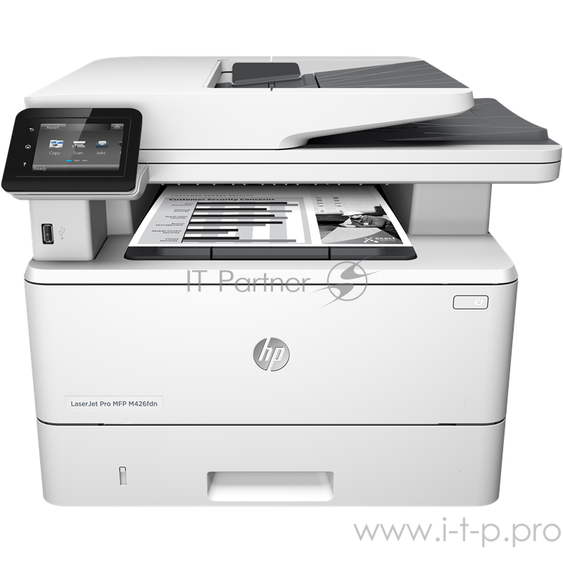 МФУ HP LaserJet Pro MFP M426fdn RU, лазерный принтер/сканер/копир/факс A4, 38 стр/мин, 256Мб, ADF50, дуплекс, USB, GLAN (замена CF286A M425dn) белый