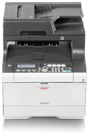 МФУ OKI MC563DN цветное А4,30/30 стр/мин (цвет/моно),1200 dpi,дуплекc,сеть, Wi-Fi, факс 33.6мбит/с USB 2.0.,автопод