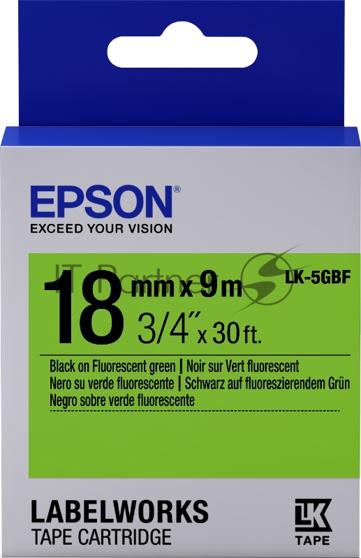 Термотрансферная лента Epson Tape LK5GBF Fluor Blk/Green 18/9