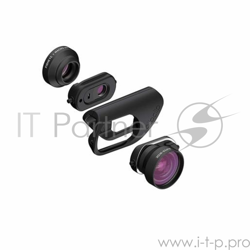 Объектив Olloclip Fisheye + Super Wide + Macro 15 X для iPhone 8/7 & 8/7 Plus. Цвет линза черный, крепление черный.