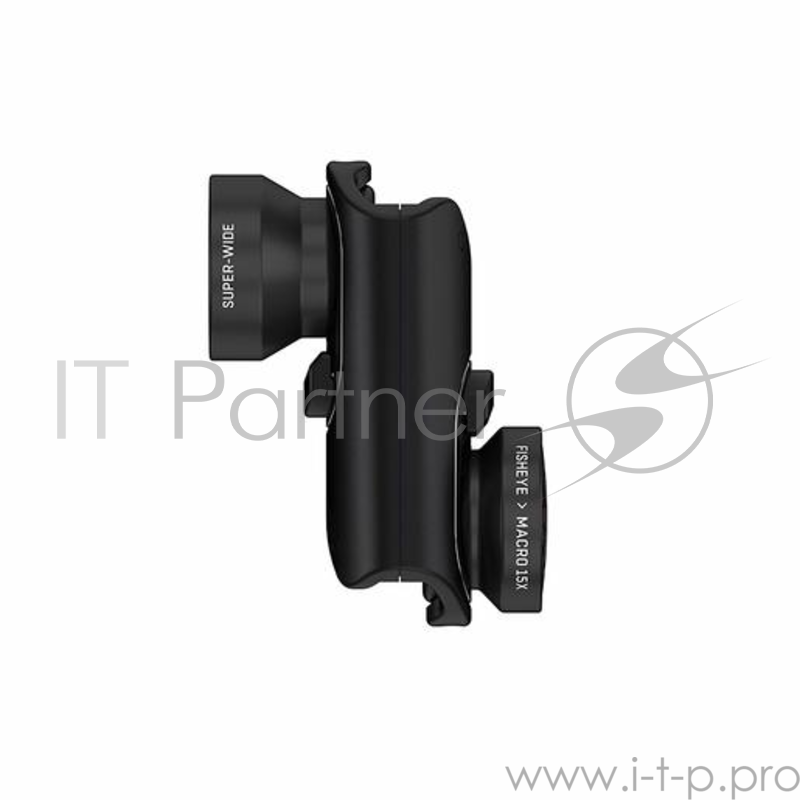 Объектив Olloclip Fisheye + Super Wide + Macro 15 X для iPhone 8/7 & 8/7 Plus. Цвет линза черный, крепление черный.