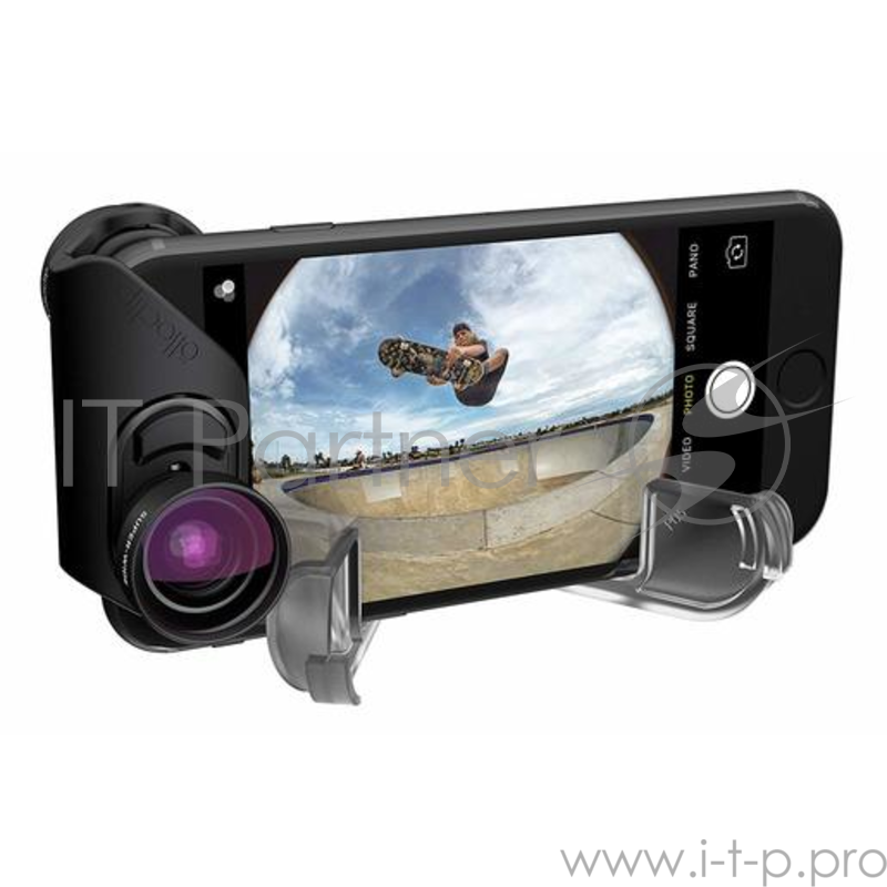 Объектив Olloclip Fisheye + Super Wide + Macro 15 X для iPhone 8/7 & 8/7 Plus. Цвет линза черный, крепление черный.