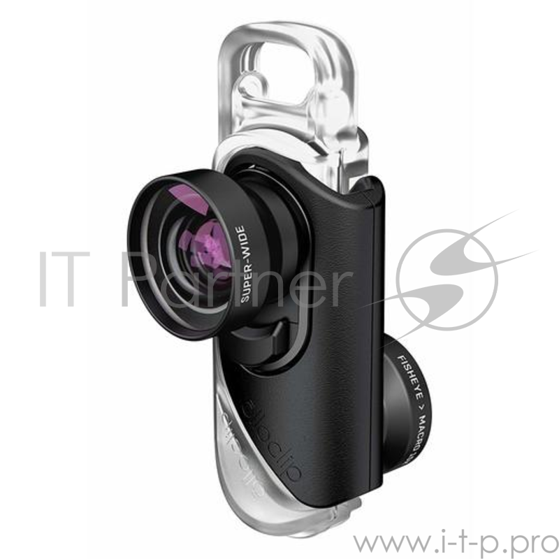 Объектив Olloclip Fisheye + Super Wide + Macro 15 X для iPhone 8/7 & 8/7 Plus. Цвет линза черный, крепление черный.