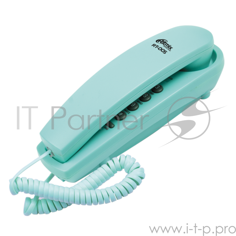Телефон проводной RITMIX RT-005 blue, настольный/настенный с фун. повтора набора номера,выбора уровня гром-ти звонка Hi-Low, сброс и отключение микро
