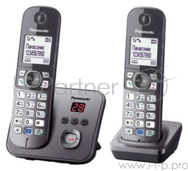 Телефон Panasonic KX-TG6822RUM (серебристый) {Беспроводной DECT,громкая связь,автоответчик,определитель номера,телефонный справочник 120 зап.}