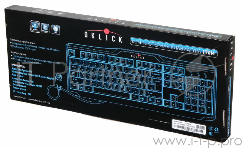 Клавиатура Oklick 170M черный PS/2
