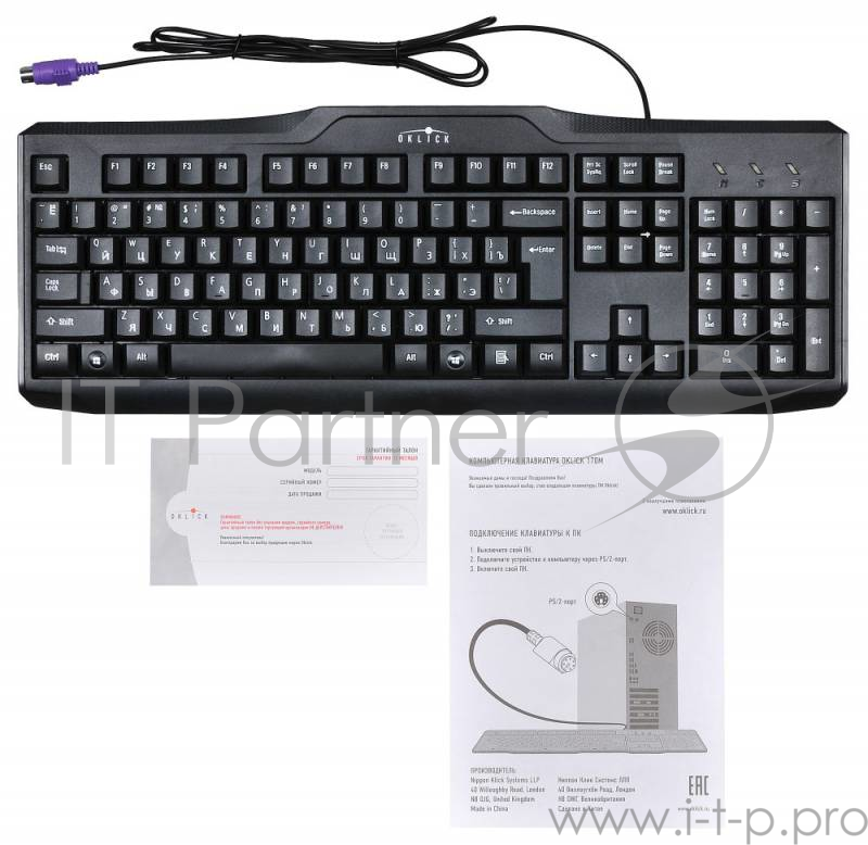 Клавиатура Oklick 170M черный PS/2