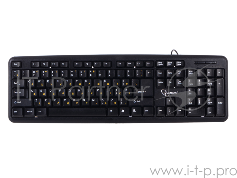 Клавиатура Keyboard Gembird KB-8320U-Ru_Lat-BL, черный, USB, кнопка переключения RU/LAT,104 клавиши